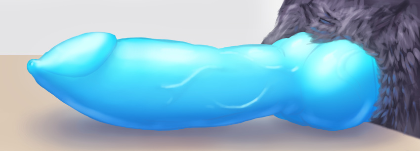 1futa 2019 animal_genitalia animal_penis anthro aurora_(lufty) big_penis bioluminescence canid close-up crotch_shot erection faceless faceless_anthro faceless_character faceless_futanari fur futanari glowing hair hi_res knot lufty male mammal nude penis penis_close-up penis_on_table presenting_penis simple_background solo solo_futa standing