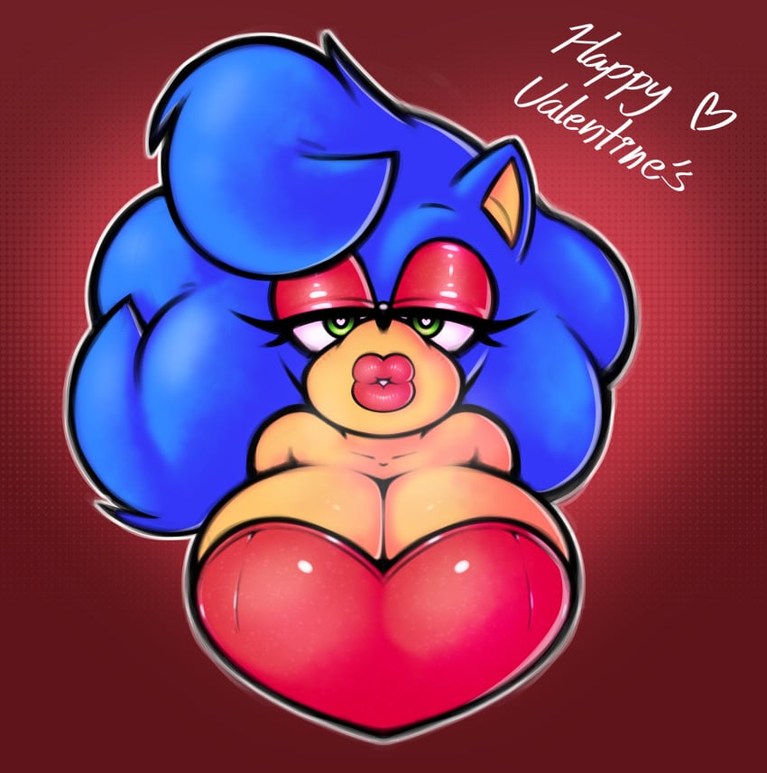 anthro big_breasts cocomaniadx girly makeup neckline rouge_the_bat_(cosplay) rule_63 sonic_the_hedgehog sonique_the_hedgehog valentine's_day