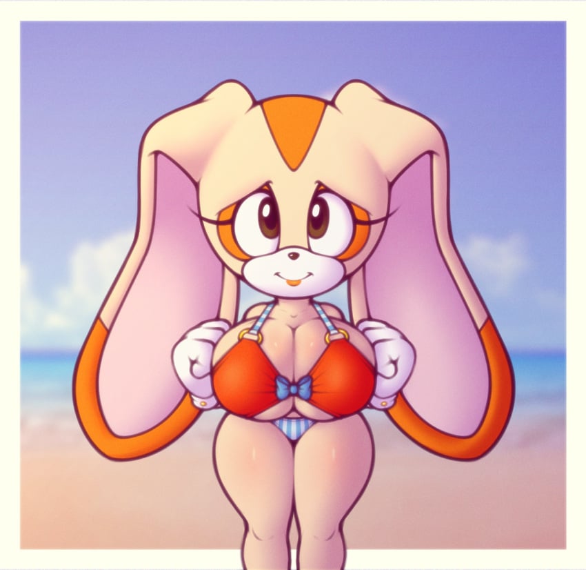 1girls anthro beach big_breasts bikini cocomaniadx cream_the_rabbit grown_up sega sonic_(series) sonic_the_hedgehog_(series)