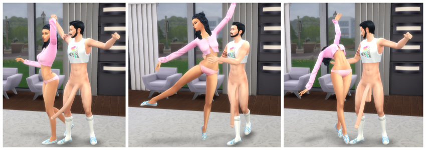 1boy 1girls 2019 3d ballerina ballet ballet_shoes beard big_penis black_hair bottomless brown_hair clothed_female_nude_male clothing couple devious_desires deviousdesires female grabbing grabbing_penis long_hair long_penis male matrixsims normal_breasts nude_male penis pose posing room smile stockings testicles the_sims the_sims_4 tiptoes