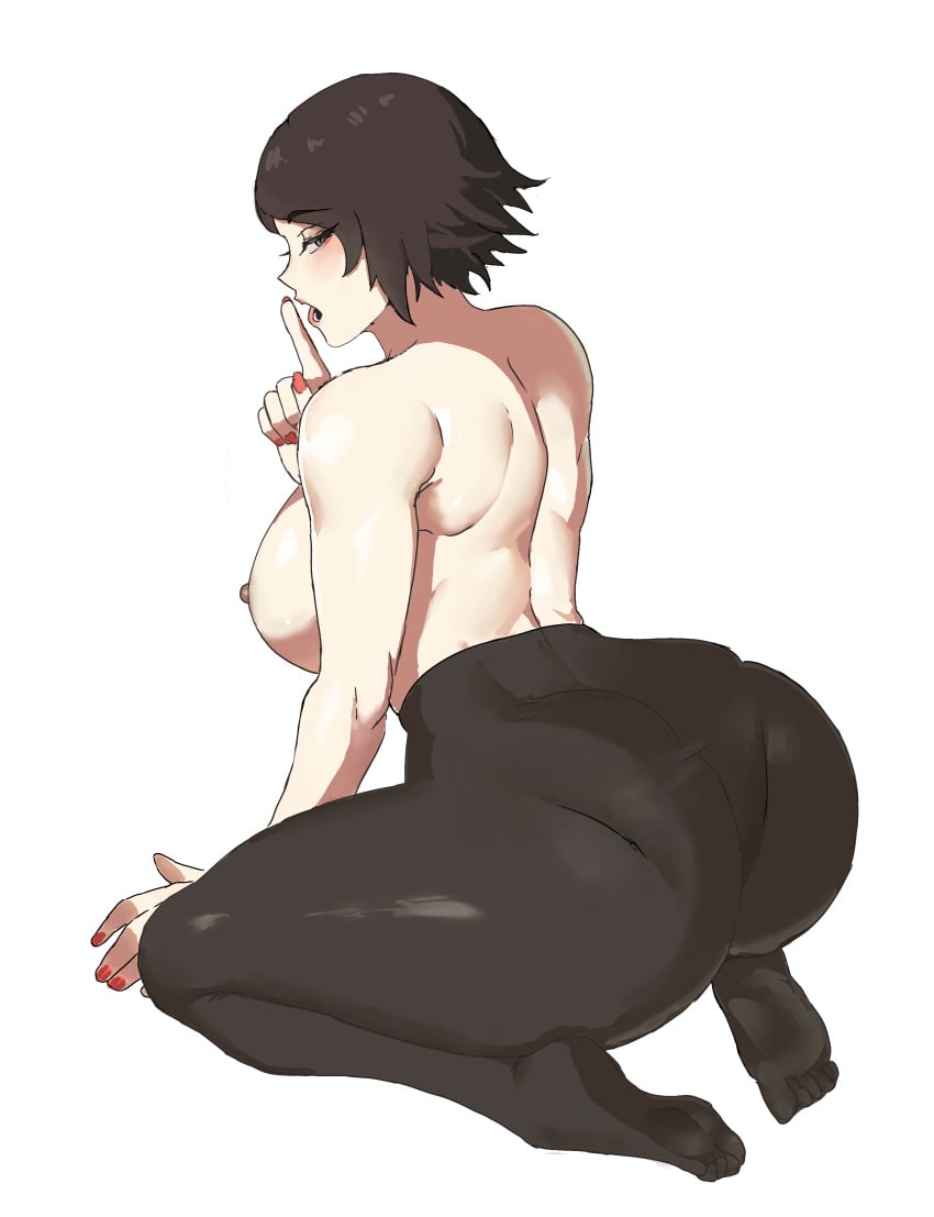 1girls asian asian_female ass atlus black_pantyhose breasts brown_hair bubble_butt dat_ass dimples_of_venus feet female female_only frog_pose gialu grey_eyes hi_res huge_butt kneeling large_ass large_butt looking_at_viewer looking_back looking_back_at_viewer megami_tensei mostly_nude mostly_nude_female muscular muscular_back muscular_female nail_polish nipples paag painted_nails pantyhose red_nails shin_megami_tensei shin_megami_tensei_v shin_megami_tensei_v:_vengeance short_hair shushing sitting_on_floor solo solo_female thick_ass thick_butt thick_thighs tights toes_visible_through_clothing topless topless_female yoko_hiromine