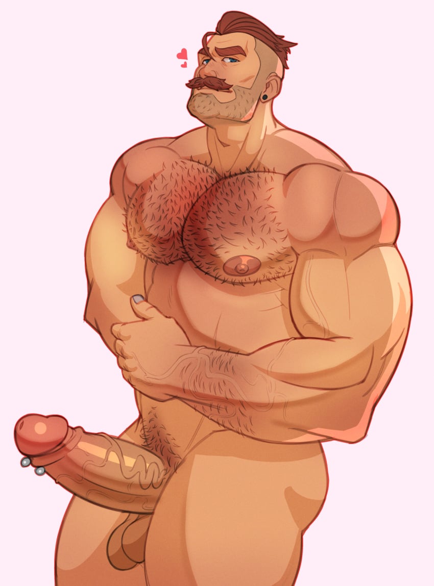 abs balls bara beard biceps big_balls big_penis boner erection hairy_chest looking_at_viewer male male_nipples male_only male_pubic_hair moustache muscular_male nipples nude pecs penis skayous solo solo_male