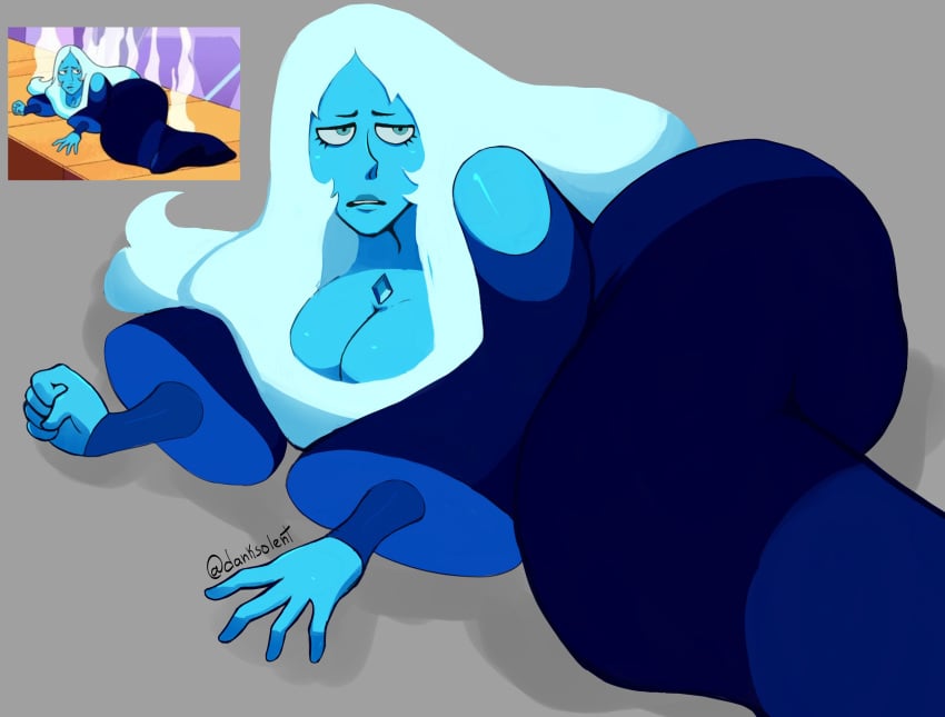 1girls alien alien_girl ass big_ass big_breasts big_butt blue_body blue_diamond_(steven_universe) blue_eyes blue_hair blue_skin breasts busty cartoon_network cleavage clothed_female curvy danksolent diamond_authority dress eyelashes fat_ass female female_only front_view full_body fully_clothed gem_(species) half-closed_eyes huge_ass huge_butt large_breasts laying_on_floorrnlaying_on_side laying_on_ground legs_together long_hair lying lying_on_side steven_universe straight_hair tagme teeth thick_ass thick_butt very_long_hair wide_hips