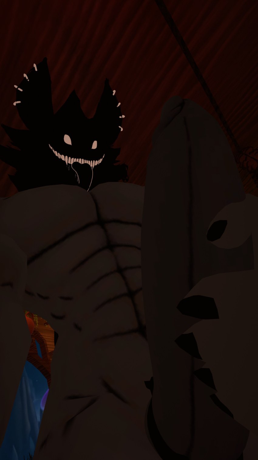 big_penis karelia_(acerattman) long_tongue muscular muscular_male nude nude_male rule_63 smiler_(the_backrooms) solo taller_male the_backrooms vrchat vrchat_avatar