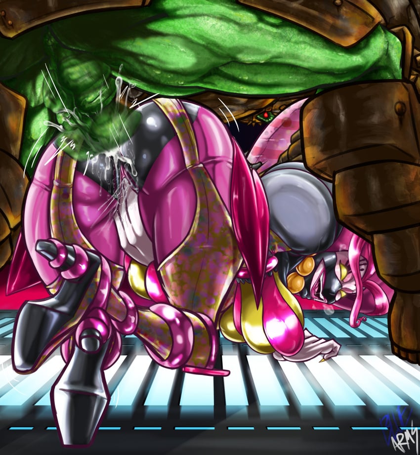 action_lines anal anal_sex anthro backsack blue-moonarms candelira fingers_in_pussy high_heels masturbation poisandra power_rangers power_rangers_dino_charge pussy_juice sentai sledge_(power_rangers_dino_charge) super_sentai villainess zyuden_sentai_kyoryuger