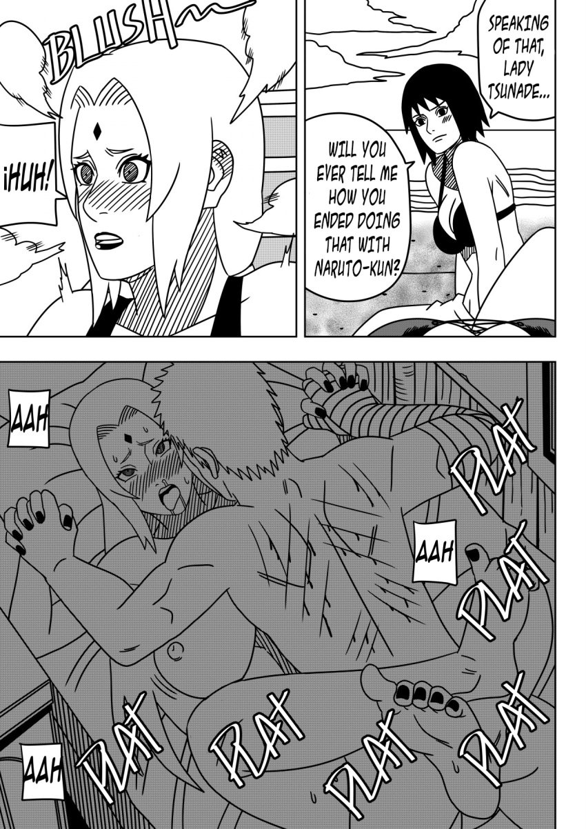 1boy 2girls adult_and_teenager age_difference ahe_gao ashamed barefoot before_and_after big_breasts blush breasts comic drunk drunk_sex duo duo_focus embarrassed english_text english_translation feet flashback holding_hands huge_breasts large_breasts leg_lock male_with_female mature mature_female mature_woman missionary missionary_position monochrome multiple_girls naruto naruto:_the_last naruto_(series) naruto_shippuden ninrubio older_female remembering scratch_mark scratches sex shizune speech_bubble steam steaming_body story talking talking_to_another talking_to_partner text toes tsunade uzumaki_naruto younger_male