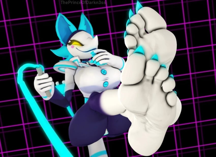 3d barefoot big_breasts big_thighs blue_body blue_toenails boobs deltarune dialogue dominant_female feet feral flip_flops foot_fetish foot_focus fur furry happy happy_female pixiv rope smile soles tasque_manager_(deltarune) thighs tights toenails white_body white_soles yellow_eyes