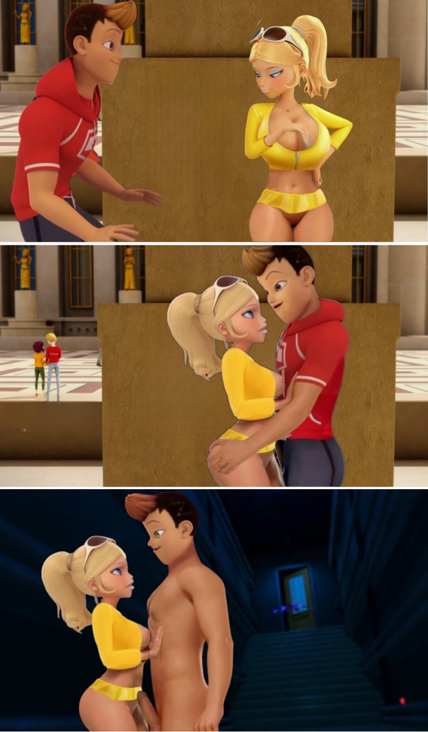 3d ass ass_grab breasts chloe_bourgeois ferjuasi horny_male kim_le_chien miraculous_ladybug