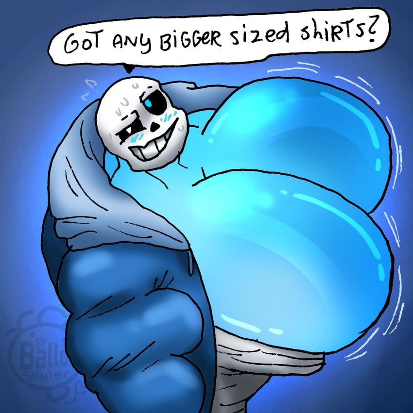 1boy balloonskyler big_breasts big_pecs busty cleavage cleavage_overflow give_us_your_balls huge_breasts huge_pecs male male_cleavage male_only male_tits sans solo solo_male undertale undertale_(series)