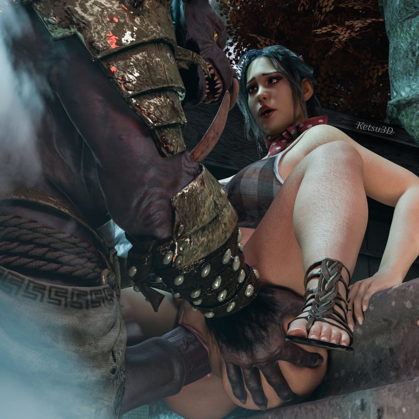 3d ass ass_grab big_ass big_breasts breasts bull dbd dead_by_daylight female jane_romero ketsu3d minotaur monster_male monster_on_female overweight overweight_female pussy pussy_lips pussy_penetration the_oni_(dbd)