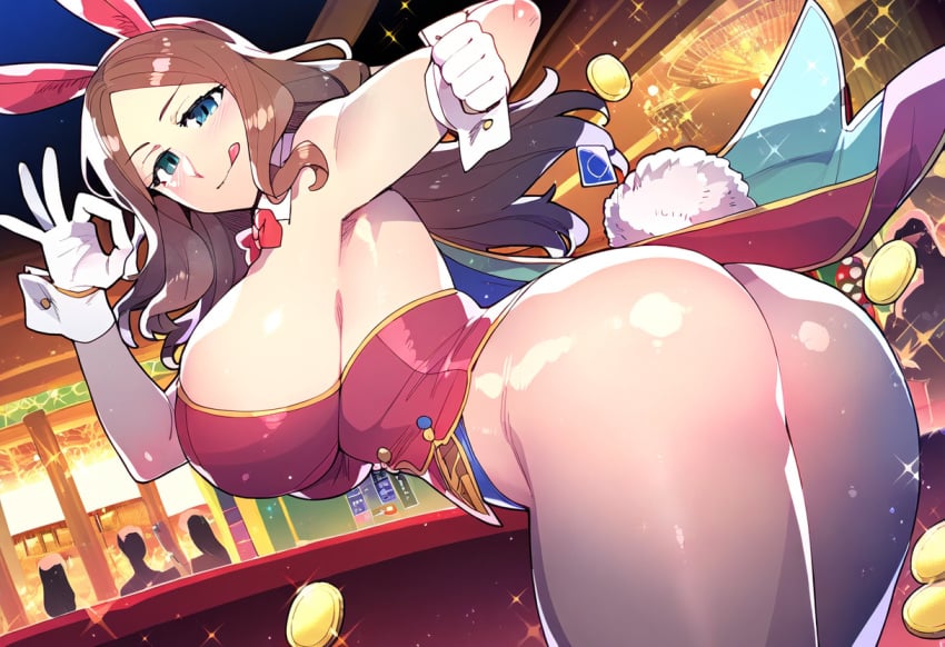 ai_generated blue_eyes brown_hair bunny_ears bunny_girl bunnysuit cuckold curvy fate/grand_order fate_(series) large_ass large_breasts leonardo_da_vinci_(fate) leonardo_da_vinci_(fate/grand_order) long_hair lordem netorare ntr wide_hips