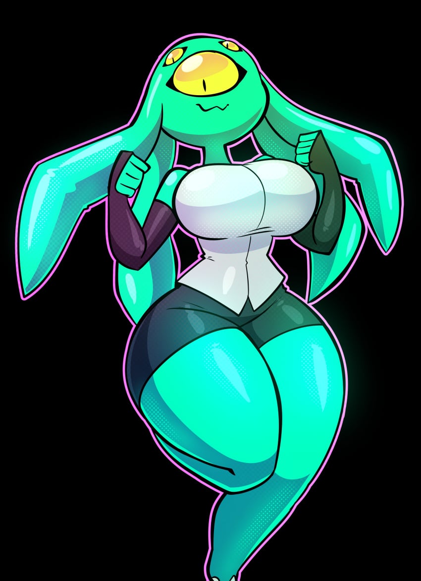 1girls 3_eyes :3 alien alien_girl big_eye black_background blank_background blue-skinned_female blue_body blue_skin bottom_heavy breasts curvy cyan_body dot_pupils eye female female_only front_view full_body girl girl_only green-skinned_female green_skin hourglass_figure jek_korpen monster_girl oc one_eye outline pink_outline pseudo_hair slim slim_waist tentacle_hair the_pose thick_thighs thighs thunder_thighs turquoise_body wasp_waist yellow_sclera