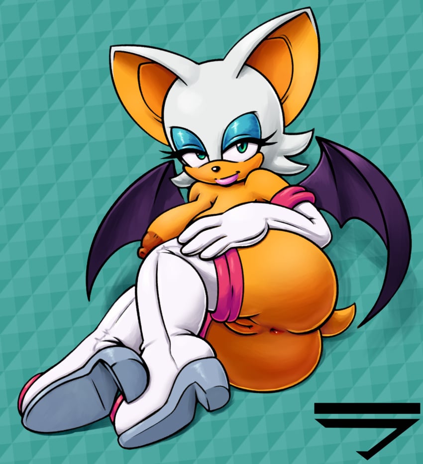 anthro anthro_only anus ass ass_focus boots female female_focus female_only furry furry_female furry_only green_eyes hyoumaru pussy rouge_the_bat seductive sega solo solo_female sonic_(series) soubriquetrouge tagme white_fur