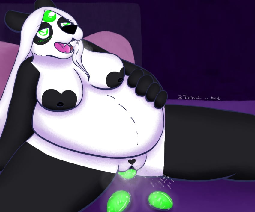 1girls 6:5 anthro bear bed big_belly black_body black_fur black_nipples black_nose blush bodily_fluids breasts digital_media_(artwork) egg egg_from_pussy egg_laying ejaculation female female_only fur fur_markings furniture genital_fluids genitals giant_panda green_eyes hand_on_belly looking_pleasured lunarpanda8686 mammal markings mika_(lunarpanda8686) musk naked nipples nude open_mouth pillow pussy pussy_ejaculation round_ears simple_background slightly_chubby solo spread_legs spreading teeth tongue vaginal_fluids white_body white_fur white_hair
