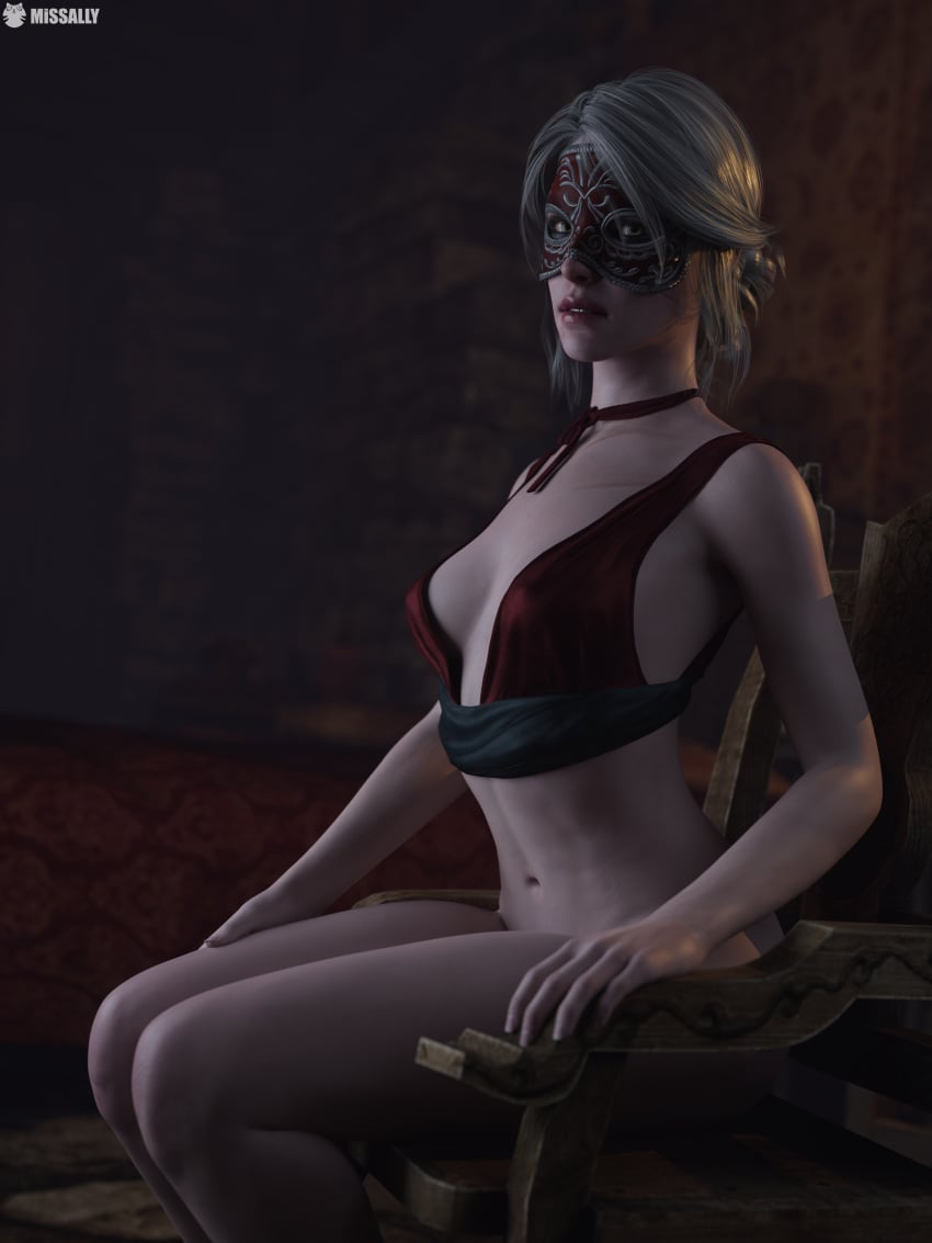 1girls 3d 3d_(artwork) 3d_model cd_projekt_red cgi cgi_girl ciri cirilla_fiona_elen_riannon female female_only green_eyes green_eyes_female interior interior_background interior_scene interior_view lingerie lingerie_only looking_at_viewer mask masked masked_female missally no_panties red_lingerie seducing seductive seductive_body seductive_gaze seductive_look seductive_pose sitting slim slim_female slim_figure slim_girl the_witcher_(series) the_witcher_3:_wild_hunt touching_self white_hair