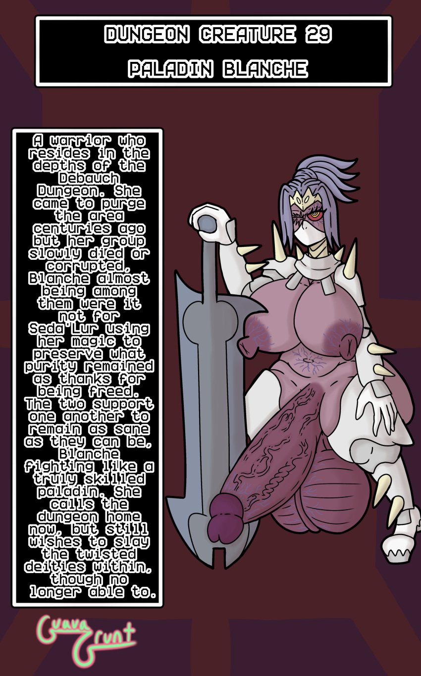 1futa 2d armor armored_boots armored_futa armored_gloves big_ass big_balls big_breasts big_penis blue_hair character_profile character_sheet covered_mouth dark_nipples face_mask futa_only futanari ghoul guavagrunt holding_object holding_weapon huge_ass huge_balls huge_breasts huge_cock monster monster_girl nipples one_eye_closed original partially_clothed partially_nude pink_skin red_sclera scar scar_across_eye simple_background solo_futa spiked_armor sword text thick_thighs thighs undead veiny veiny_breasts veiny_nipples veiny_penis weapon white_armor yellow_eyes