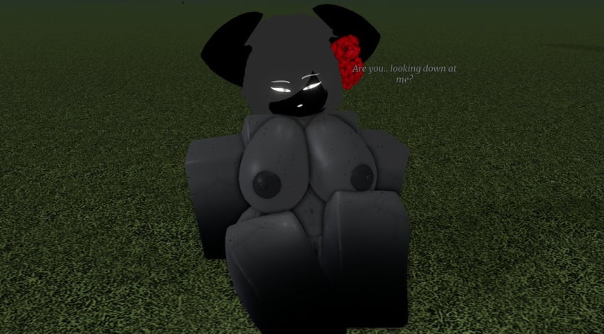 1girls 3d 3d_(artwork) belly_button breasts demon demon_girl demon_horns demon_tail dialogue eldie_(lampshaderr34) english_text female female_only gray_body gray_skin grey_body grey_skin lampshaderr34 naked naked_female nipples oc original_character pussy roblox robloxian solo_female stomach tagme text thighs