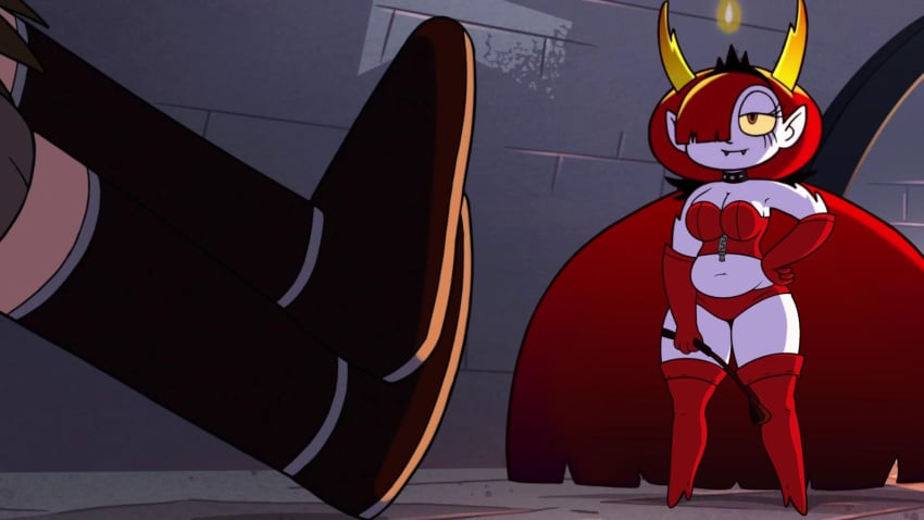 accurate_art_style big_ass big_breasts disney edit female hekapoo horns lingerie marco_diaz screenshot screenshot_edit scrimmy star_vs_the_forces_of_evil