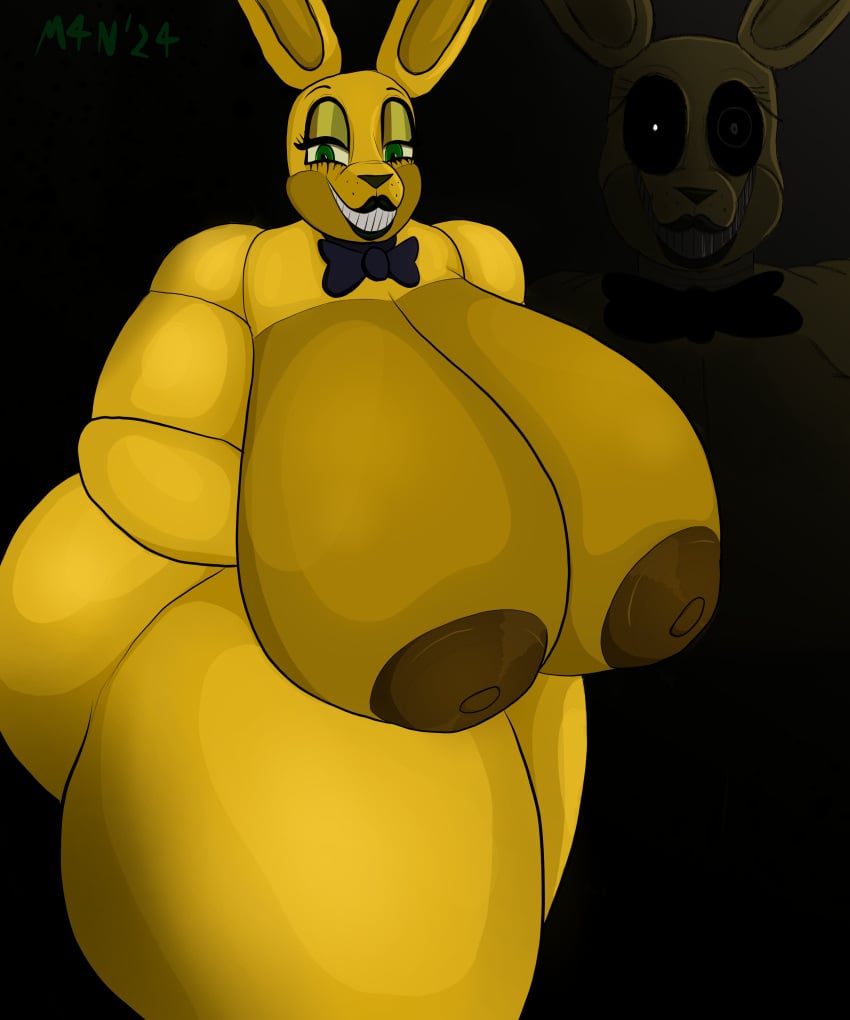 absurd_res animatronic anthro areola ass big_areola big_breasts big_butt black_lips black_lipstick bow_tie breasts curvy_anthro curvy_female curvy_figure cybernetics cyborg female five_nights_at_freddy's five_nights_at_freddy's_3 hi_res horror_(theme) huge_areola huge_breasts huge_butt hyper hyper_areola hyper_breasts inverted_nipples lagomorph leporid lips lipstick looking_at_viewer m4n machine makeup mammal nipples rabbit robot rule_63 scary scary_face scottgames smile smiling_at_viewer solo springtrap_(fnaf) thick_thighs wide_hips
