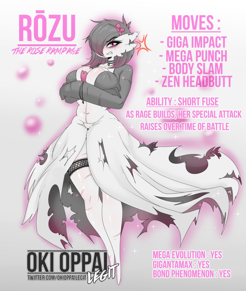 1female busty nintendo oc oc_sheet okioppai pokemon rozu_(okioppai) sexy