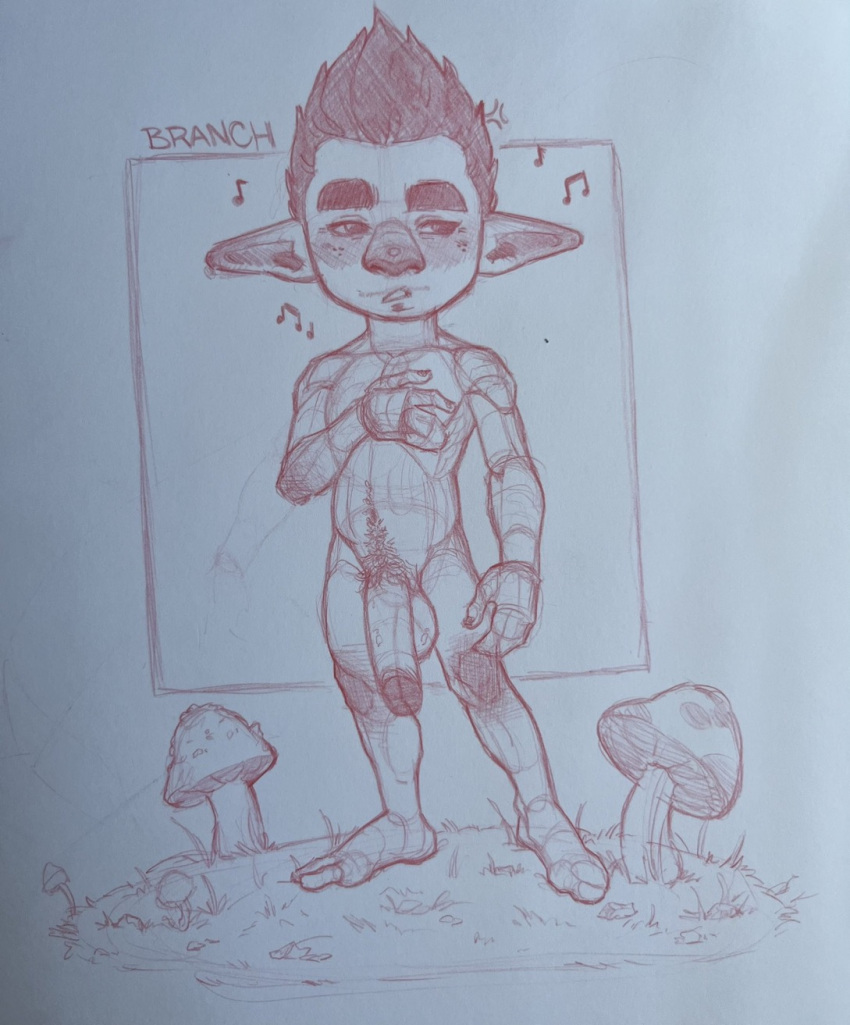 big_ears big_head big_penis branch branch_(trolls) happy_trail male naked_male penis shearberry_(artists) sketch small_body trolls_(film)