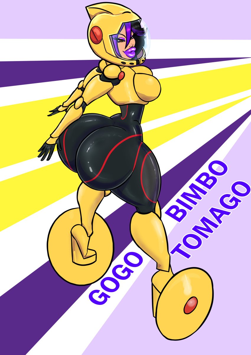 1girls alternate_version_available big_breasts big_hero_6 big_hips big_lips big_thighs bimbo bimbo_body bimbo_lips bimbofication bimbofied black_bodysuit black_hair black_skinsuit bodysuit bradtanker3 brown_eyes bubble_ass bubble_butt clothed clothed_female clothing disney english_text eyeshadow female female_only full_lips gogo_tomago helmet high_heels huge_ass huge_butt light-skinned_female light_skin light_skinned_female lipstick marvel marvel_comics platform_heels plump_lips purple_eyeshadow purple_hair purple_lips purple_lipstick round_ass round_butt skin_tight skin_tight_clothes skin_tight_suit skinsuit slim_waist small_waist solo solo_female text thick_thighs two_tone_hair very_high_heels voluptuous voluptuous_female wedge_heels wide_hips yellow_helmet