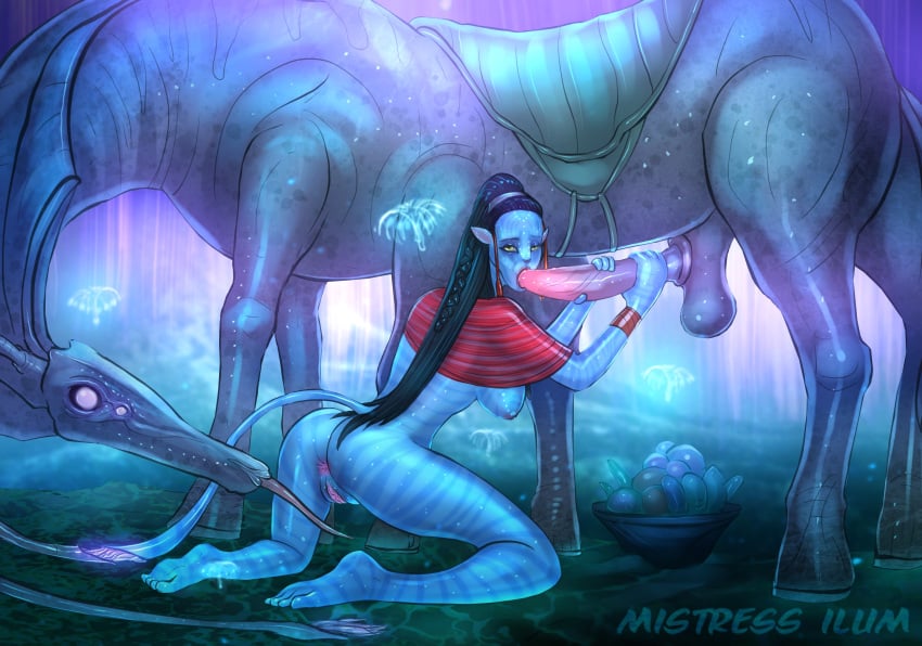 absurd_res alien alien_girl alien_only avatar direhorse duo female feral hi_res human male male/female mammal mistress_ilum moat_(character) na'vi zoophilia