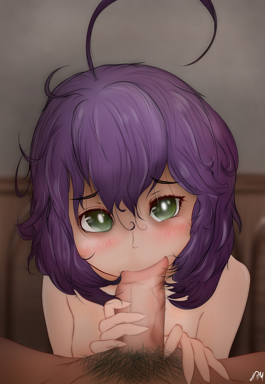 1boy 1girls bernadetta_von_varley blush dbm fellatio female fire_emblem fire_emblem:_three_houses green_eyes holding_penis indoors large_penis male_pov messy_hair nails naked nude nude_female nude_male oral oral_sex penis penis_in_mouth petite pov pubic_hair purple_hair short_hair straight sucking