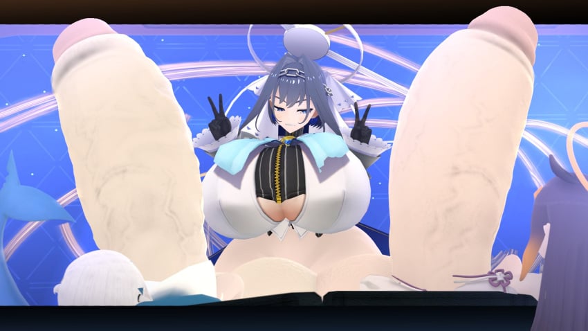 1girls 2futas 3d coaxel double_v futanari gawr_gura hololive hololive_english huge_ass huge_breasts huge_cock hyper_penis inminent_sex massive_ass massive_breasts massive_penis ninomae_ina'nis ouro_kronii virtual_youtuber