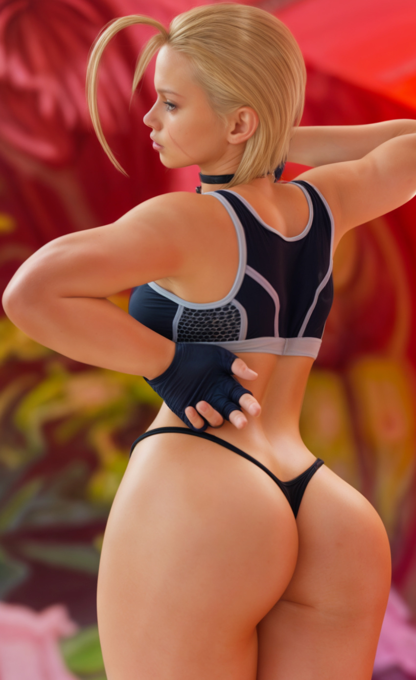 1girl 3d ass ass_focus blender blonde_hair cammy_white dat_ass street_fighter street_fighter_6 thong zina1chan