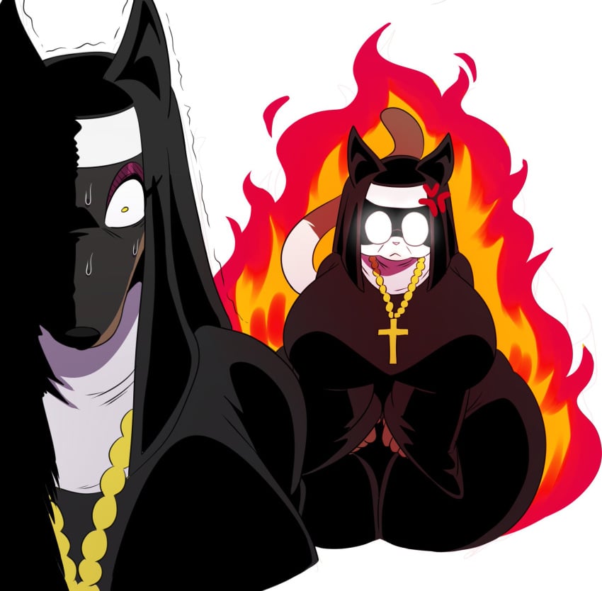 ass big_ass big_breasts breasts cat_ears cat_tail female fire furry gilf imminent_doom laverne_(sssonic2) milf ophelia_(sssonic2) sssonic2 tagme thick_thighs