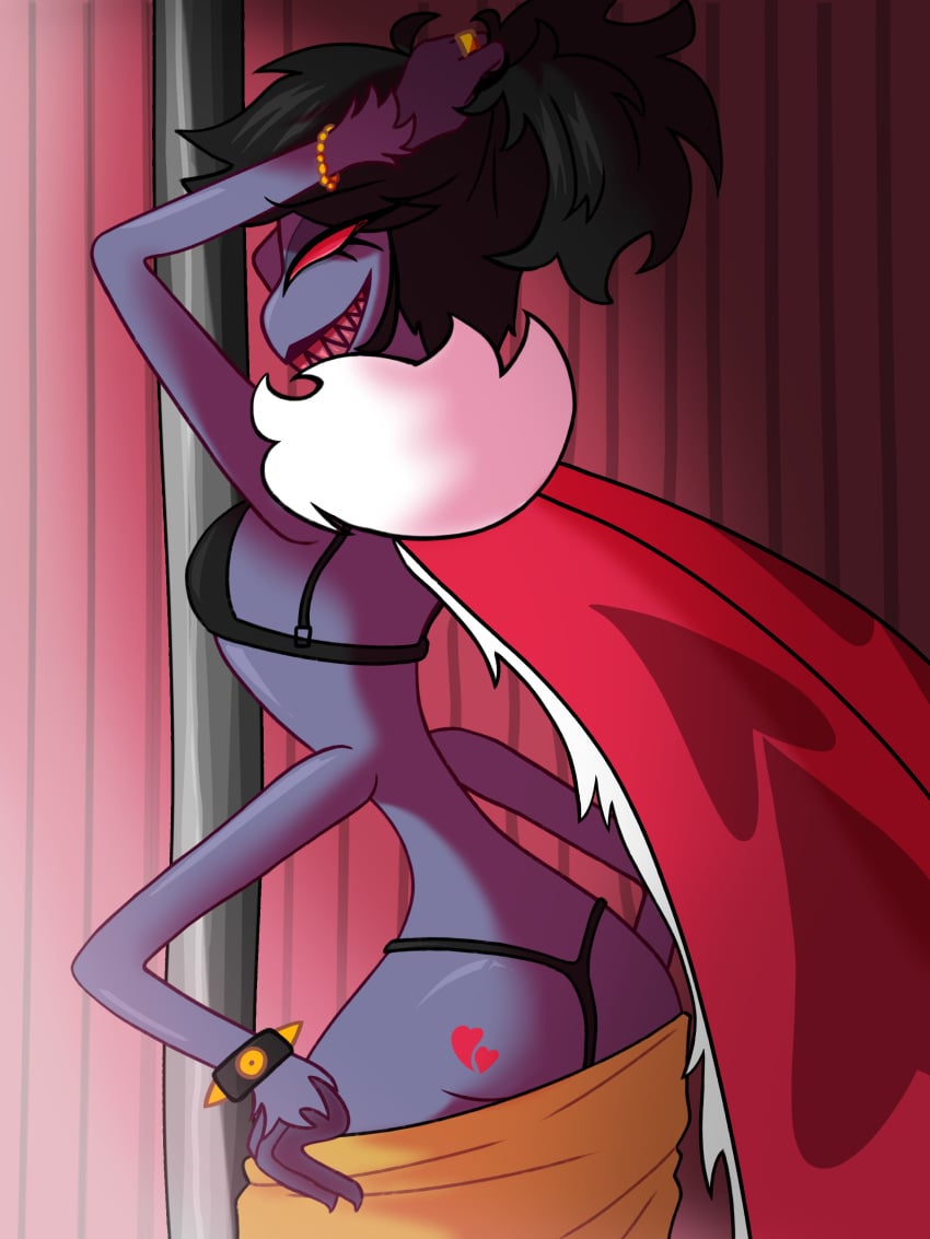 ass ass_cheeks ass_out demon demon_girl demon_wings female hazbin_hotel moth naked_female skinny_female skinny_girl skinny_waist stripper stripper_pole stripping taking_clothes_off taking_off_panties vyviana
