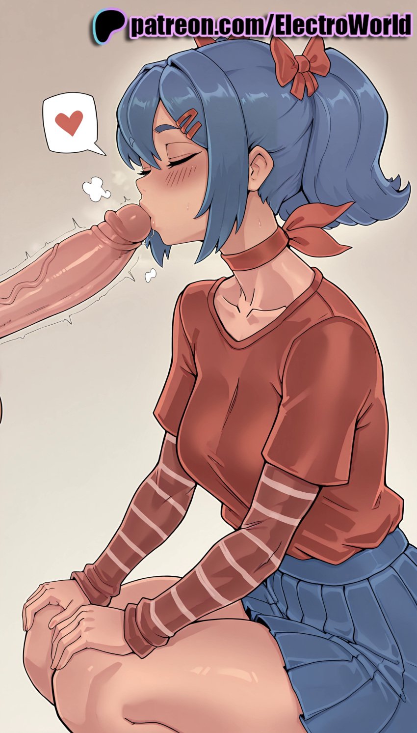 1boy 1girls 2025 2d_mita_(miside) ai_assisted ai_generated anime anime_girl anime_style artist_name big_penis blue_hair blush breasts bust chest choker closed_eyes cock collarbone cum dick electroworld english_text erection female hair_ornament hairclip heart hi_res high_quality high_resolution highres large_penis male miside mita_(miside) oral patreon patreon_username penis ponytail precum shirt short_hair skirt solo_focus speech_bubble spoken_heart stable_diffusion straight uncensored veins veiny_penis watermark