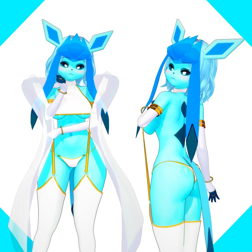 1female 3d anthro anthro_only clothing eeveelution elegant female female_focus female_only furry furry_female furry_only glaceon gloves hagoromo jewelry koikatsu light_blue_fur looking_at_viewer pokemon pokemon_(species) render_007 royal royalty simple_background virgin_destroyer_sweater virgin_killer_sweater white_clothing white_gloves white_panties