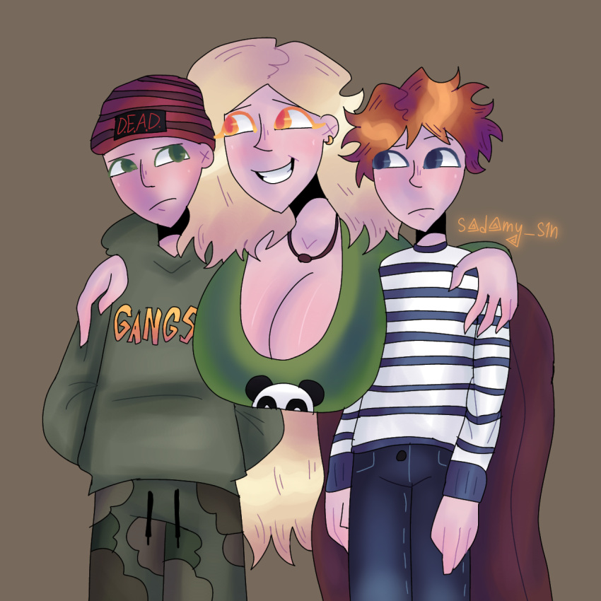 1girls 2boys aged_up big_breasts bigger_female blonde_female blonde_hair blonde_hair_female blue_eyes blue_eyes_male breasts curly_hair female ginger ginger_hair gunnar_(terkel_i_knibe) jason_(terkel_i_knibe) long_hair male older_female rule_63 s0d0my_s1n short_hair smaller_male smiling straight student student_and_teacher students teacher terkel terkel_i_knibe yellow_eyes younger_male