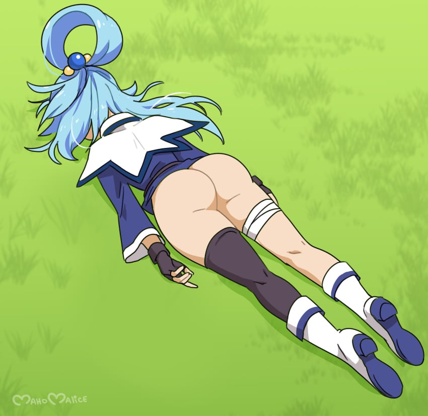 aqua_(konosuba) ass ass_focus big_ass bottomless clothed cosplay kono_subarashii_sekai_ni_shukufuku_wo! maho_malice megumin