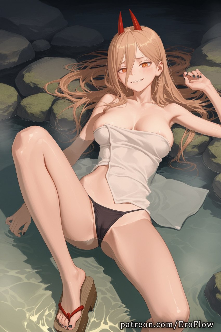 1girls 2025 ai_generated alternate_breast_size anime anime_style areola_slip artist_name bare_shoulders big_ass black_nails black_panties blonde_hair blush breasts bust busty cameltoe caucasian chainsaw_man collarbone cross-shaped_pupils curvaceous demon_horns eroflow feet female female_focus female_only foot_fetish foot_out_of_frame grin hair_between_eyes hair_spread_out hi_res high_quality high_resolution highres horns knee_up large_breasts legs light-skinned_female long_hair looking_at_viewer lying medium_breasts nail_polish naked_towel non-asian on_back onsen orange_eyes panties partially_submerged partially_visible_vulva patreon power_(chainsaw_man) red_horns rock sandals sharp_teeth smile solo solo_female spread_legs stable_diffusion symbol-shaped_pupils teasing teeth thick_thighs thighs thong toenail_polish toenails toes towel underwear voluptuous voluptuous_female water white_towel wig