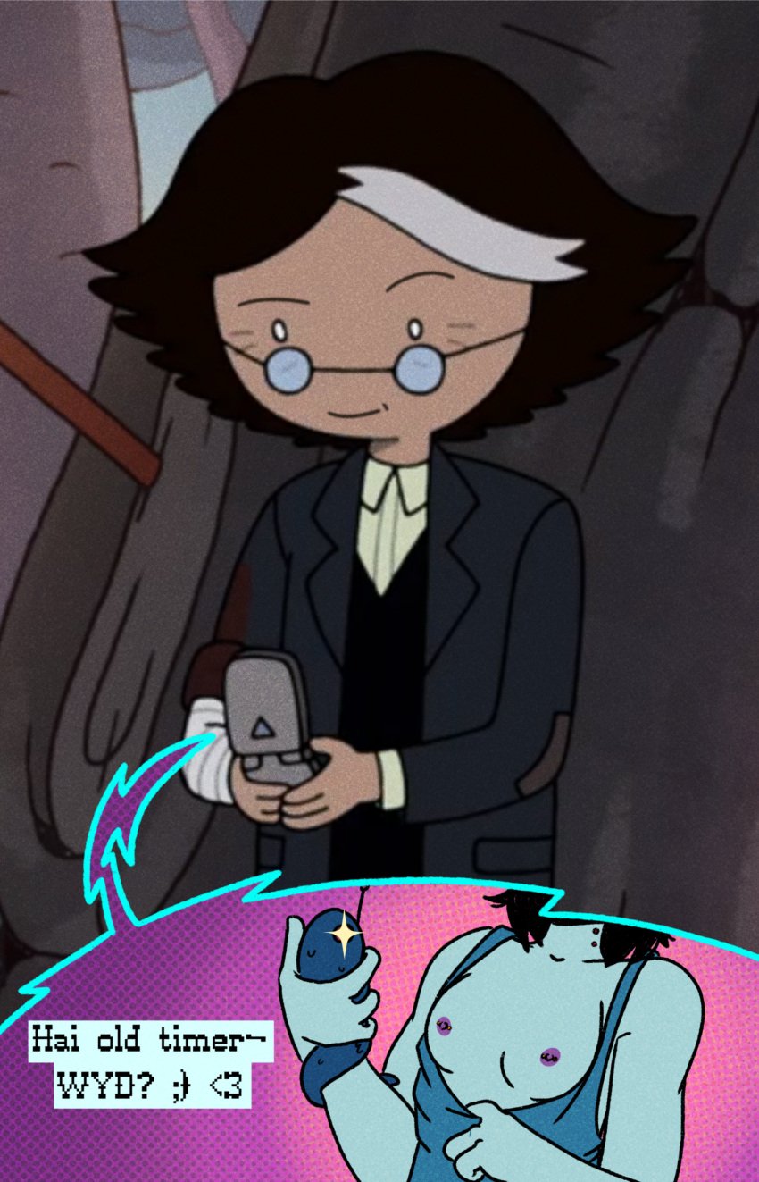 adventure_time adventure_time:_fionna_&_cake clothed marceline marceline_abadeer marceline_the_vampire_queen nudes nudes_on_phone sexting simon_petrikov small_breasts