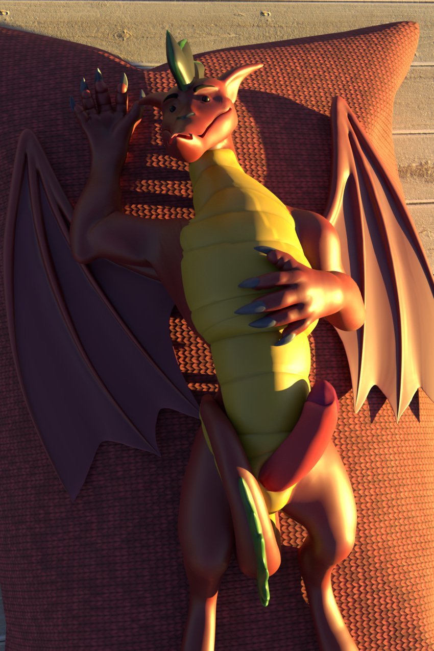 3d american_dragon:_jake_long claws disney dragon erection hi_res jake_long male male_only no-name-no-problem penis scalie solo wings