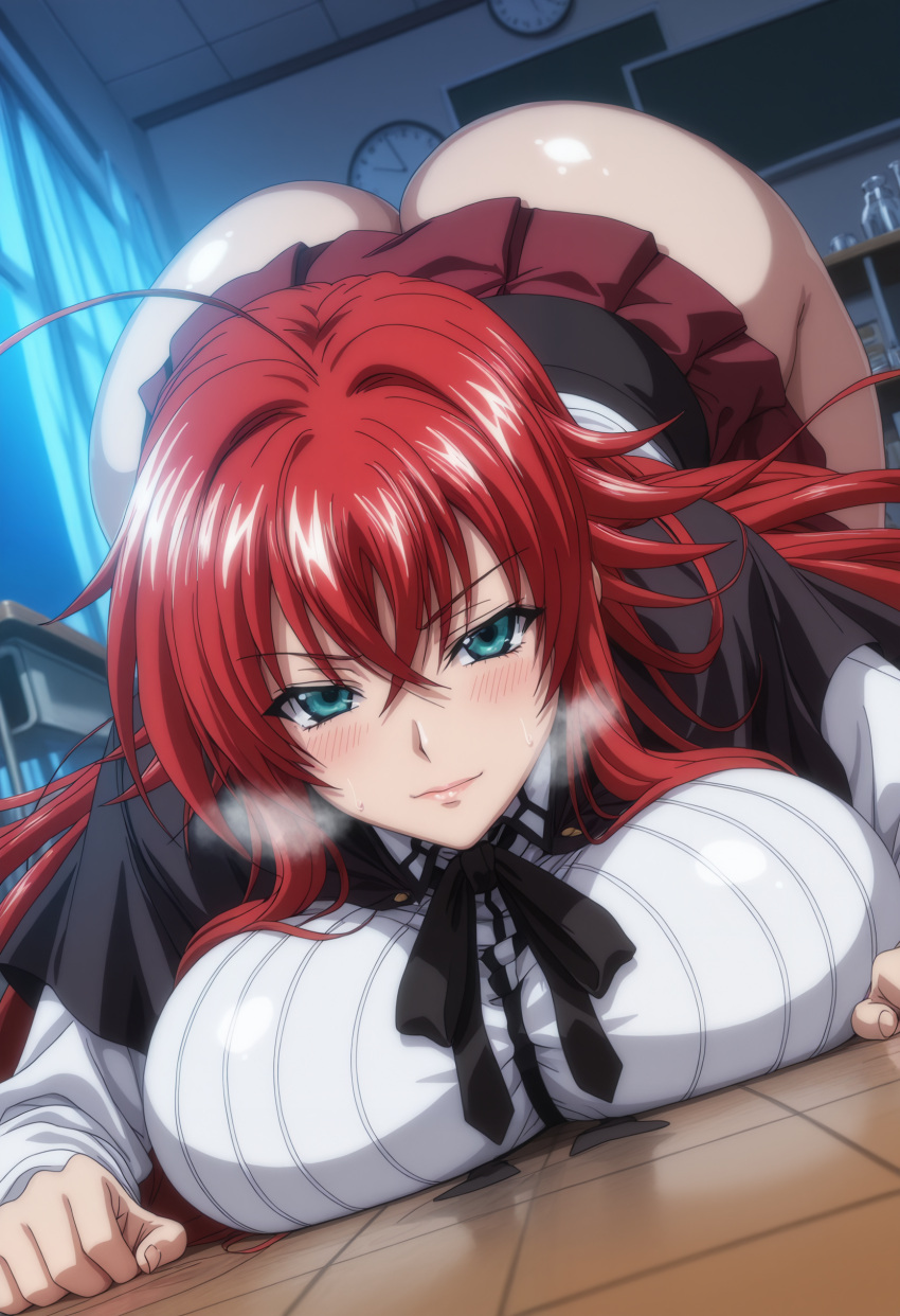 ai_generated ass_in_air big_ass big_booty butt_up high_school_dxd rias_gremory school_uniform