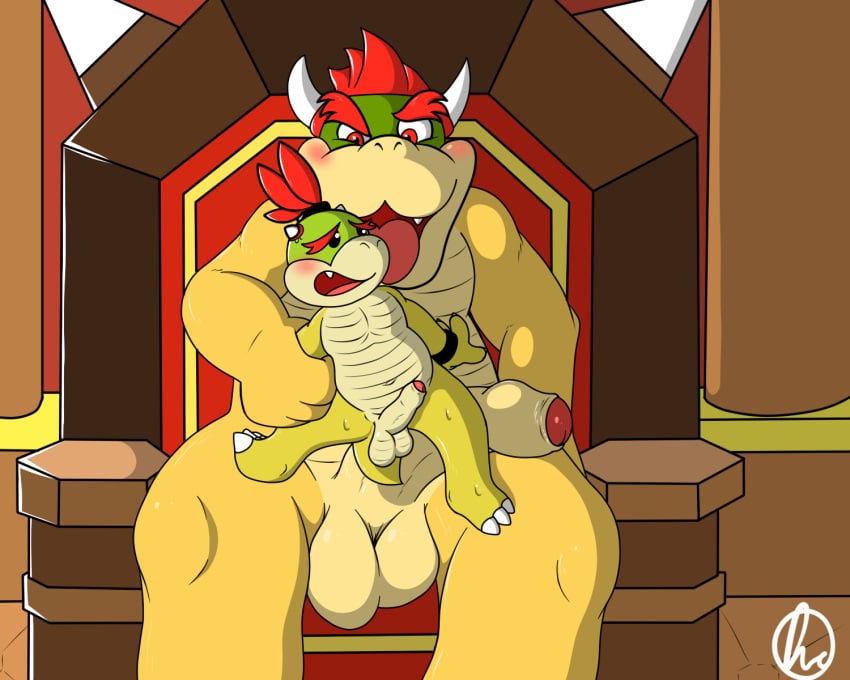 2boys 5:4 balls blush bowser bowser_jr. contimplatininspiratio duo father father_and_son father_dom_son_sub fathers_day foreskin glans incest male male_only mammal mario_(series) nintendo parent partially_retracted_foreskin penis son super_mario_bros. toony uncut video_games what yaoi