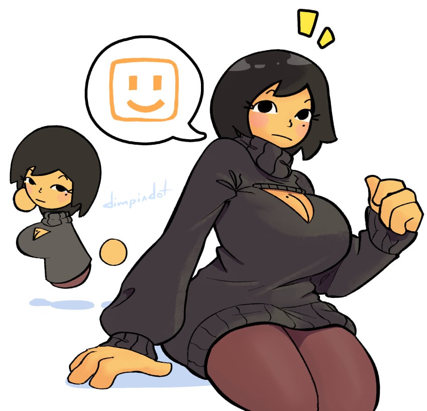 ava_(gazoogaloo) breasts_bigger_than_head cleavage_cutout dimpindot huge_ass huge_breasts huge_thighs mii mole_on_breast mole_under_eye nintendo turtleneck