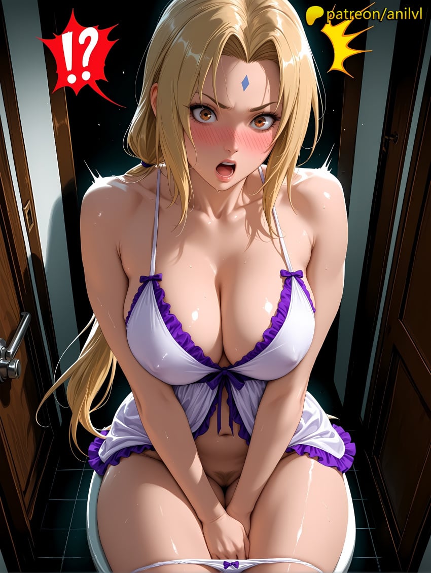 !? 1girls 2025 ^^^ ai_assisted ai_generated anilvl anime anime_girl anime_style artist_name babydoll big_breasts big_chest blonde_hair blush boruto:_naruto_next_generations breasts brown_eyes bust busty chest cleavage collarbone facial_mark female forehead_mark hi_res high_quality high_resolution highres large_breasts long_hair looking_at_viewer naruto naruto_(classic) naruto_(series) naruto_shippuden open_mouth panties patreon patreon_username solo spoken_interrobang stable_diffusion sweat tsunade tsunade_senju underwear watermark