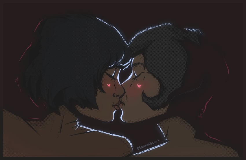 2girls age_difference avatar_legends blush closed_eyes female female_only grey_hair heart hearts_on_cheeks implied_nudity incest intimate kissing love milf morphoblue mother_and_daughter nickelodeon opal_bei_fong suyin_bei_fong the_legend_of_korra yuri