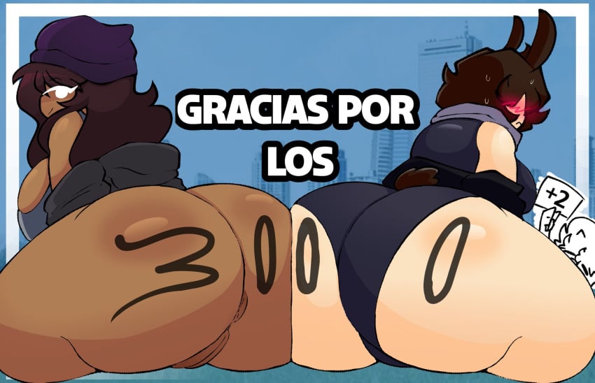 2026 2girls artist_request ass breasts female female_only follower_celebration oc original original_characters tagme thighs