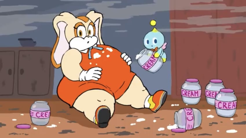 belly_expansion belly_stuffing bloated bloated_belly cheese_the_chao cream cream_the_rabbit empty fat_arms jar puffy_face round_belly sega sonic_(series) sonic_rush sonic_the_hedgehog_(series) stuffed_belly weight_gain wg wide_thighs