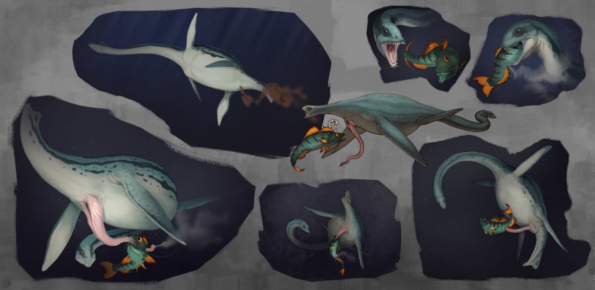 absurd_res abyss abyssosaurus alien_fish animal_genitalia bodily_fluids cloaca cryptoclididae cum english_text feces feral fish genital_fluids genitals hi_res marine marine_reptile oral penis plesiosaur prehistoric prehistoric_reptile prehistoric_species reptile scalie sea technesaurus text underwater vore water wehf willing_prey