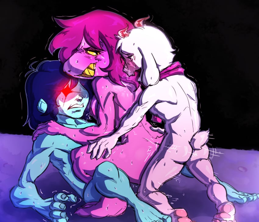 1girls2boys anal anal_sex deltarune deltarune_chapter_2 female friends from_behind from_behind_position fucked_from_behind goat goat_ears goat_horns goat_tail group group_nudity group_sex holding_shoulder human interspecies interspecies_fuck interspecies_relationship interspecies_sex jonathan1234 kneeling kneeling_sex kris_(deltarune) kris_dreemurr looking_back looking_back_at_partner male monster monster_girl muscles muscular muscular_arms muscular_ass muscular_back muscular_body muscular_female muscular_legs muscular_male muscular_thighs orgy purple_body purple_hair ralsei ralsei_(deltarune) red_eyes smile smiling smiling_at_partner squat squatting squatting_cowgirl_position squatting_female squatting_on_penis squatting_position susie_(deltarune) sweat sweatdrop sweating sweaty sweaty_ass sweaty_body sweaty_breasts sweaty_butt threesome threesome_sex toby_fox trembling undertale undertale_(series) white_fur white_hair