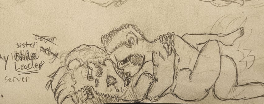 1boy1girl amputee blush eddsworld female kissing kissing_neck leg_lock legs_around_partner low_effort male missionary_position nude oc scars sex sketch tori_(eddsworld) traditional_media_(artwork) what_the_fuck_am_i_looking_at what_the_fuck_is_this