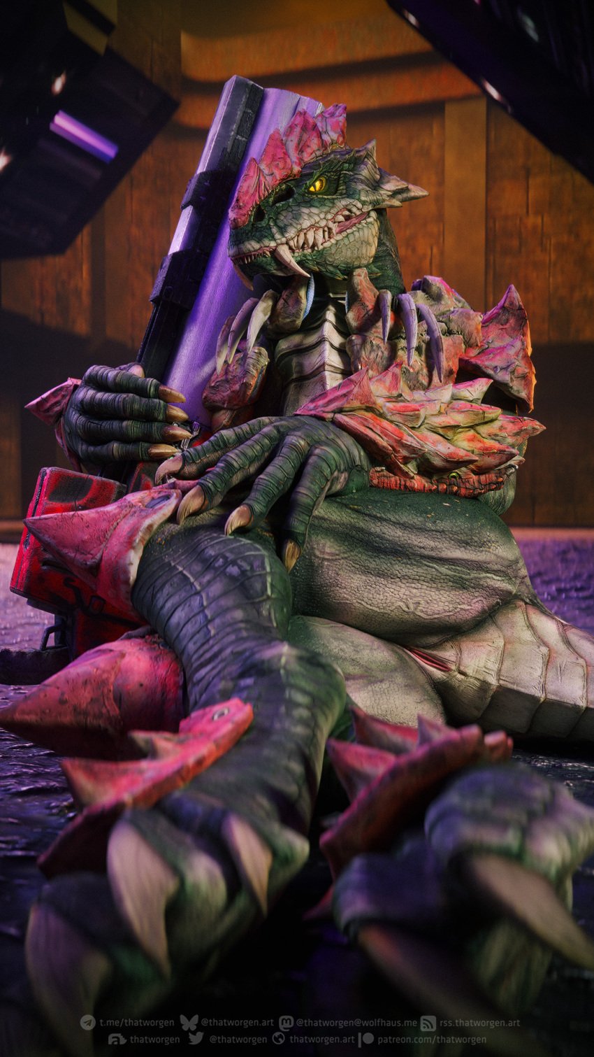 anthro barefoot feet furry lizard monster monster_girl pussy quake quake_champions scales scalie sorlag thatworgen